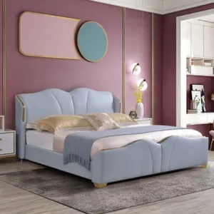 Blush Velvet Panel Bed