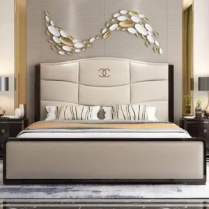 Luxury Cream Wingback Bed