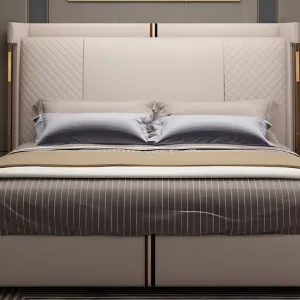 Classic Beige Panel Bed